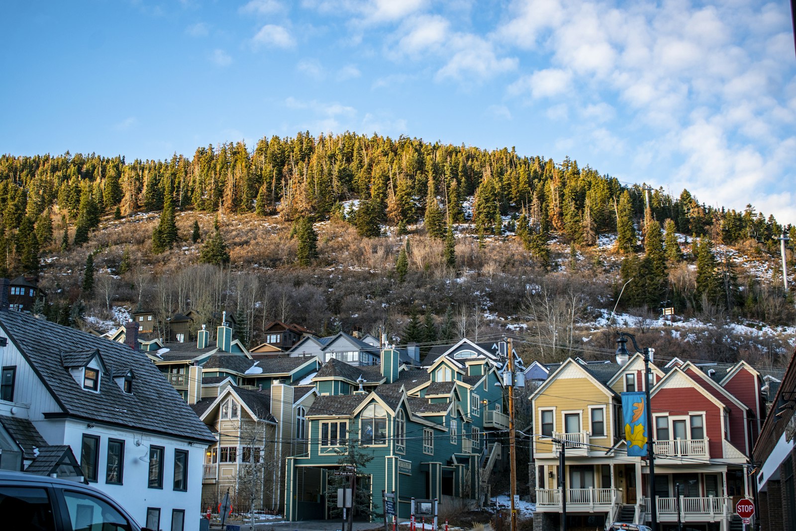 Historic painted homes in Park City Old Town, Utah